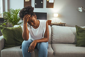Sad Young Black Woman Portrait Feeling Negative Emotions. Young