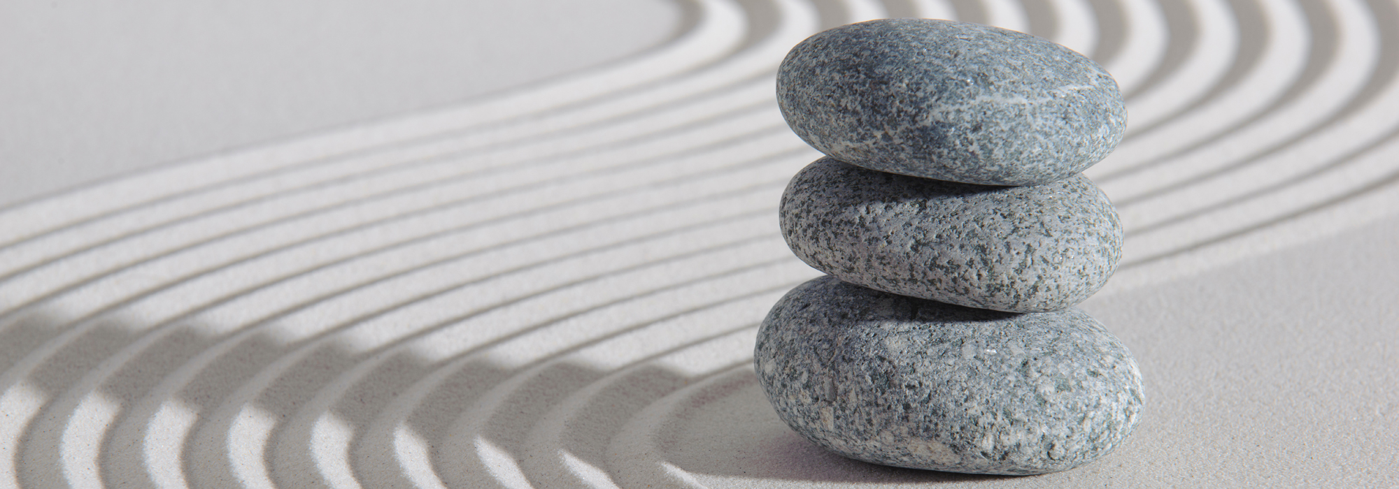 Japanese Zen Garden With Stones In Sand