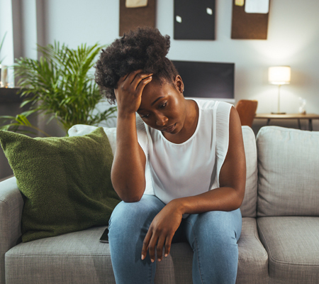 Sad Young Black Woman Portrait Feeling Negative Emotions. Young